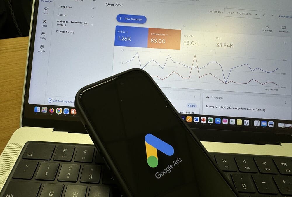 Google Ads PPC services for digital marketing on a computer screen